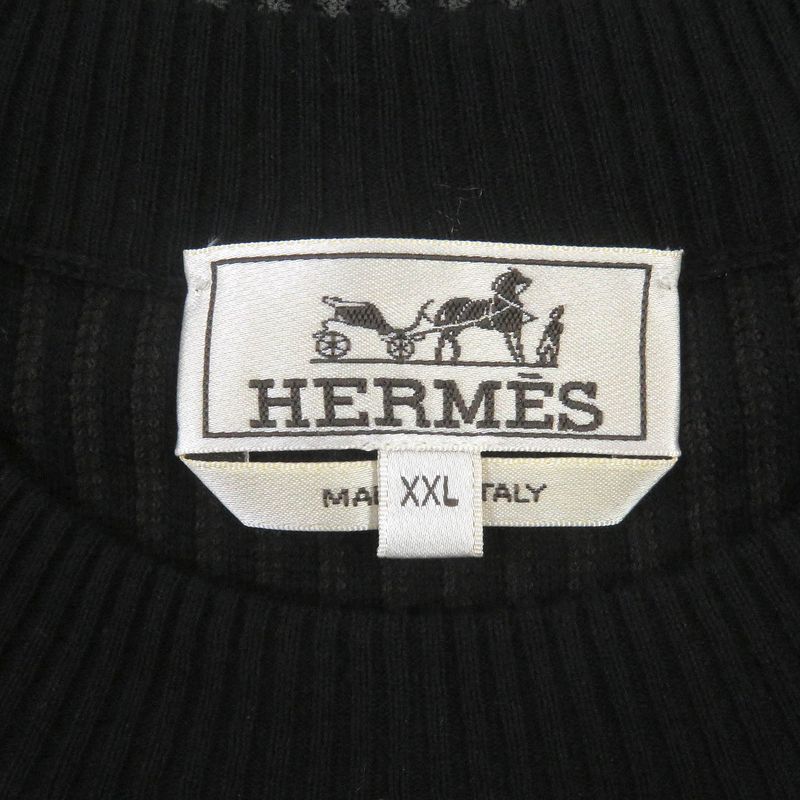 Hermes 2023 Cotton Striped Short Sleeve Knit Cut And Sewn Black XXL Made In