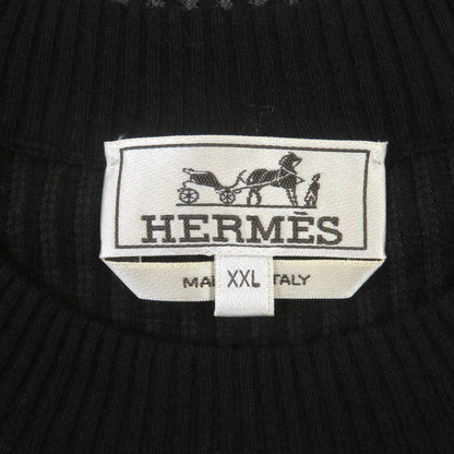 Hermes 2023 Cotton Striped Short Sleeve Knit Cut And Sewn Black XXL Made In