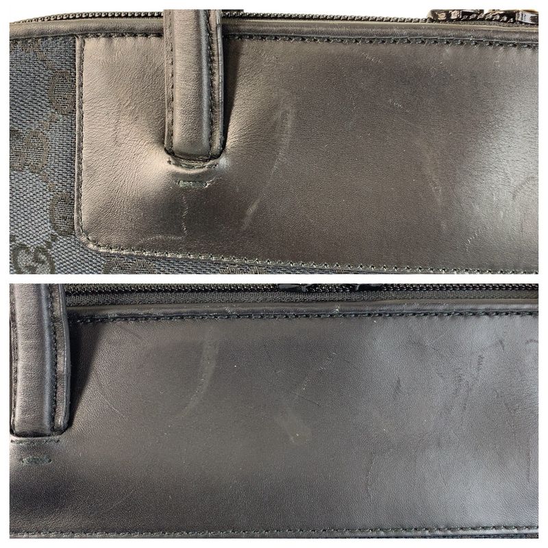 Gucci Black Gold Hardware GG Canvas/leather 002 1122 Tote Bag Shoulder Bag