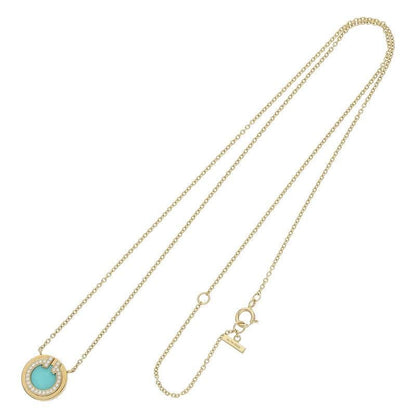Tiffany & Co T TWO Circle 18K Yellow Gold Diamond Turquoise Necklace Men's