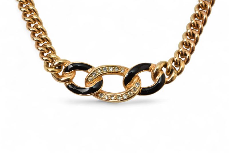 Christian Dior Necklace Christian Dior Vintage Rhinestone Black Gold