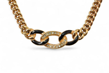 Christian Dior Necklace Christian Dior Vintage Rhinestone Black Gold