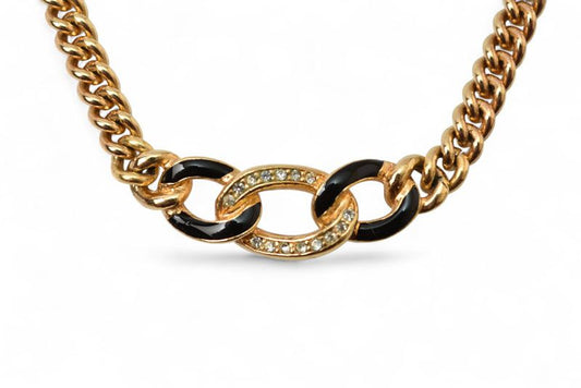 Christian Dior Necklace Christian Dior Vintage Rhinestone Black Gold