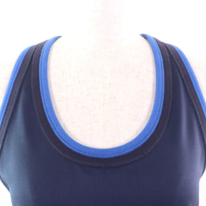 LOEWE S540y07x31 100% Wool None Fabric Ribbed Tank Top Dark Navy 32 Genuine