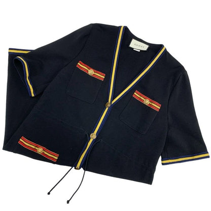 Gucci Dress Rayon Black Taiga Button Short Sleeve