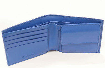 Bottega Veneta Bifold Wallet With Coin Purse Calf Blue 605722