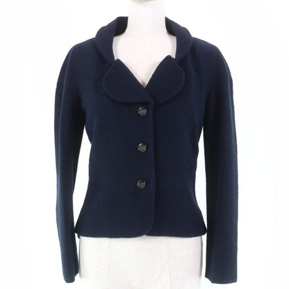 CHANEL P42610v18196 Wool Rhinestone Coco Mark Button Jacket Navy 38 Garmented