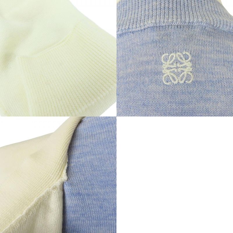 Loewe Cardigan XS Wool Ivory Sac Blue Asymmetrical Bicolor Apparel Women Ladies
