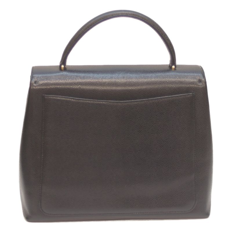 Chanel No 5 Black Caviar Ghardware Top Handle Handbag Black Ladies