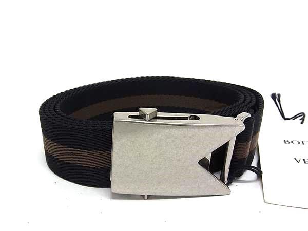 Bottega Veneta Nylon Canvas Silver Hardware Belt Men's Women's Black Series