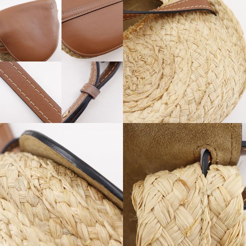 Loewe Gate Small 329.13t20-2924 Leather And Raffia Brown Women Shoulder Bag