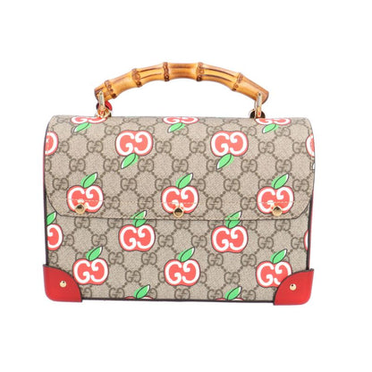 Gucci Bamboo GG Apple Shoulder Bag GG Supreme Canvas 603221 520981 Brown Ladies