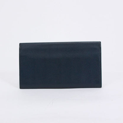 Hermes Long Wallet Evercolor Leather Navy Wallet