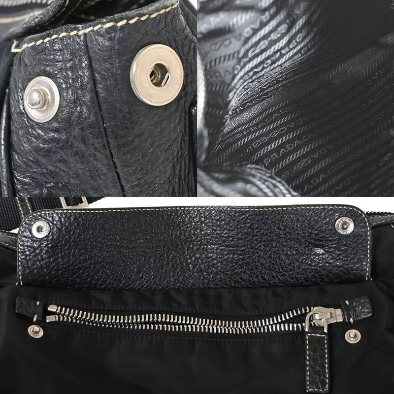 Prada Shoulder Bag Diagonal Bag Black Leather 35bs145