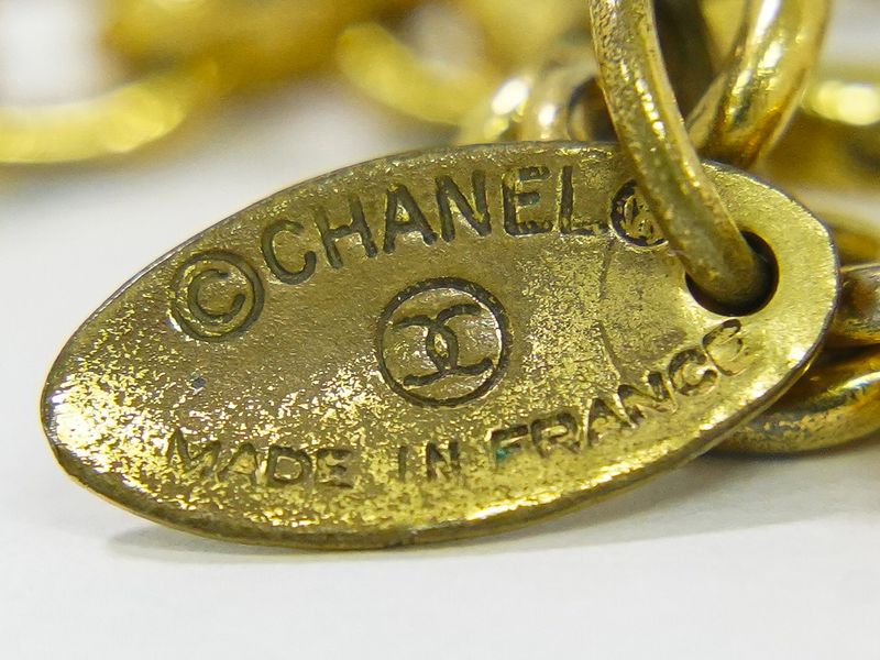 Authentic Chanel Coco Mark Necklace Pendant GP Gold Plated Accessories Jewelry