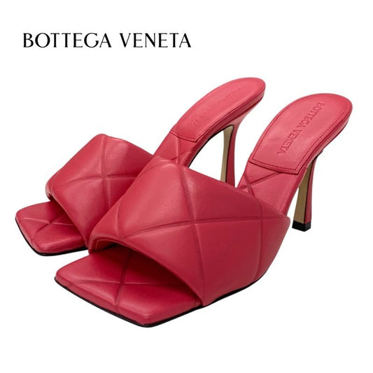 Bottega Veneta Lido Sandals Shoes Leather Pink Intrecciato Mules