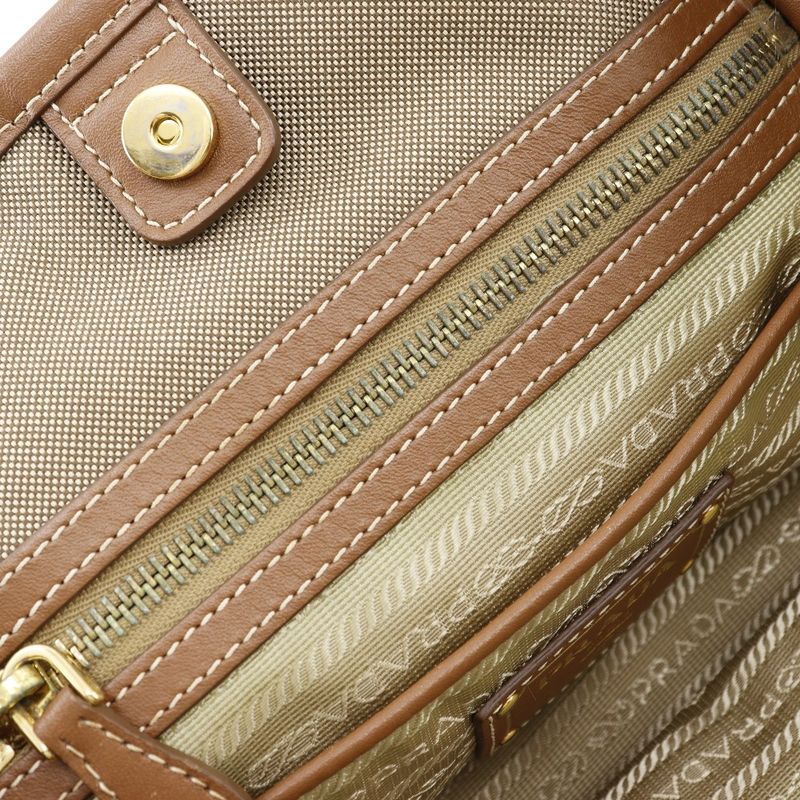 Prada Logo 2WAY Shoulder Bn1841 Canvas And Leather Beige Ladies Handbag