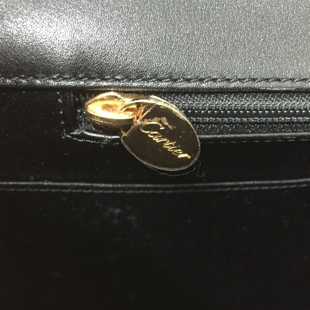 Cartier Panthère Brief Case Bag Leather Gold Hardware Black