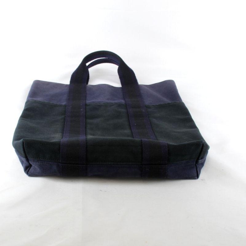 Hermes Fourre Tout Cabas Tote Bag Canvas Navy