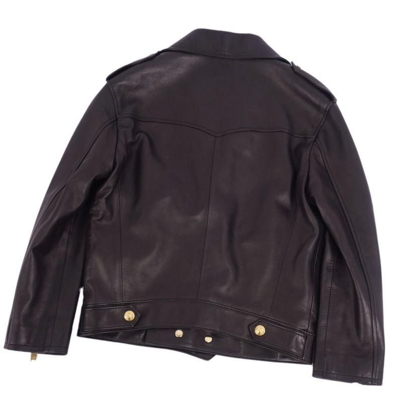 Celine Jacket 22AW Leather Jacket Biker Jacket Double Riders Lambleather