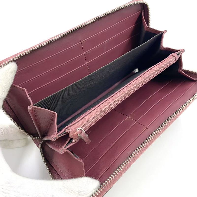 Gucci GG Blooms Round Zipper Leather X PVC Beige Wallet Silver