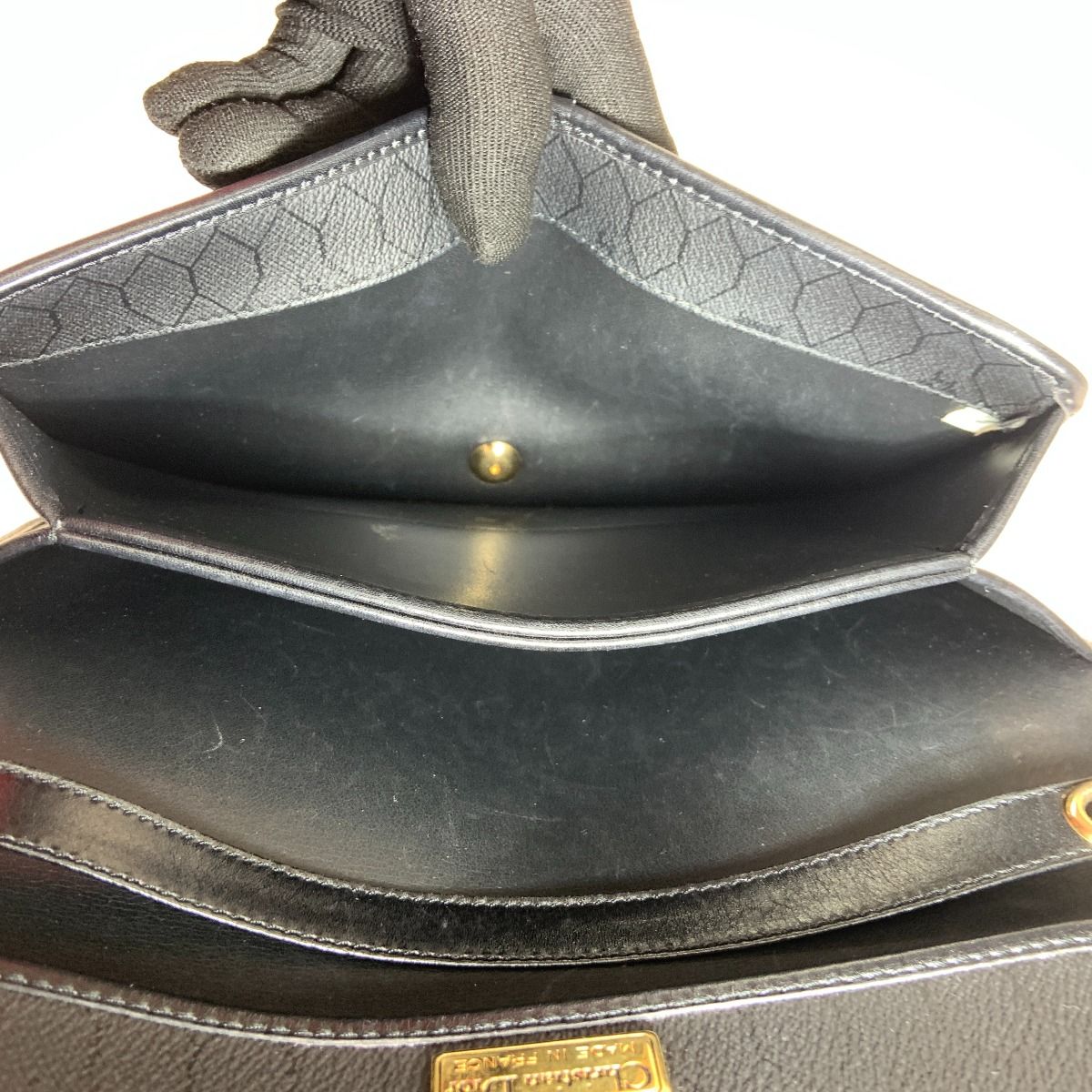 Christian Dior Christian Dior Honeycomb Pattern Chain Shoulder Bag Black