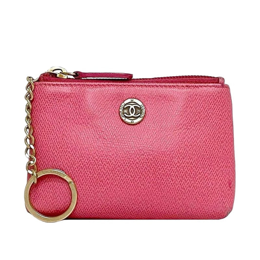 Chanel Pouch With Key Ring Ec21113 Pink Coco Button Excellent Condition