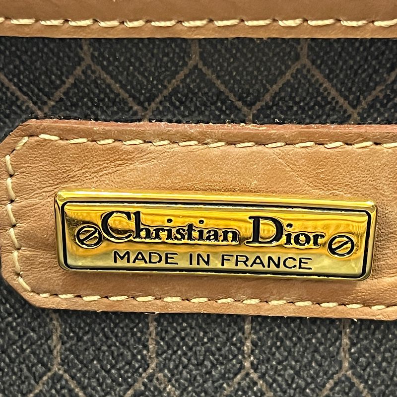 Christian DIOR Boston Bag With Honeycomb Pattern Brown