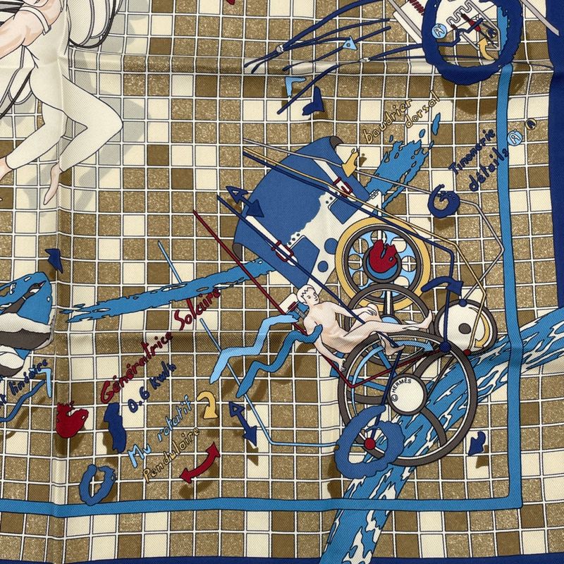 Hermes Dajarlecant Flying Technique Handkerchief Scarf 100% Silk Scarf Multicolo