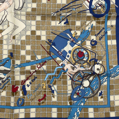 Hermes Dajarlecant Flying Technique Handkerchief Scarf 100% Silk Scarf Multicolo