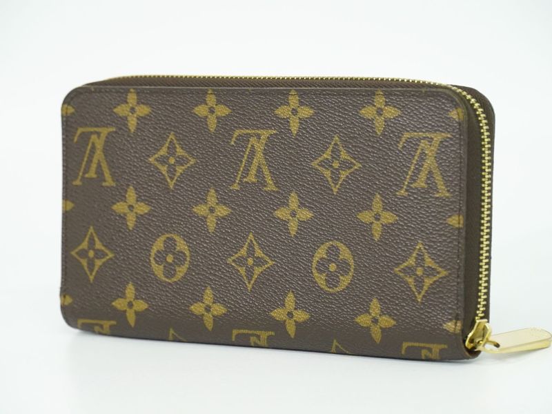 Authentic Louis Vuitton LV Zippy Wallet Monogram Round Zipper Long Wallet Brown