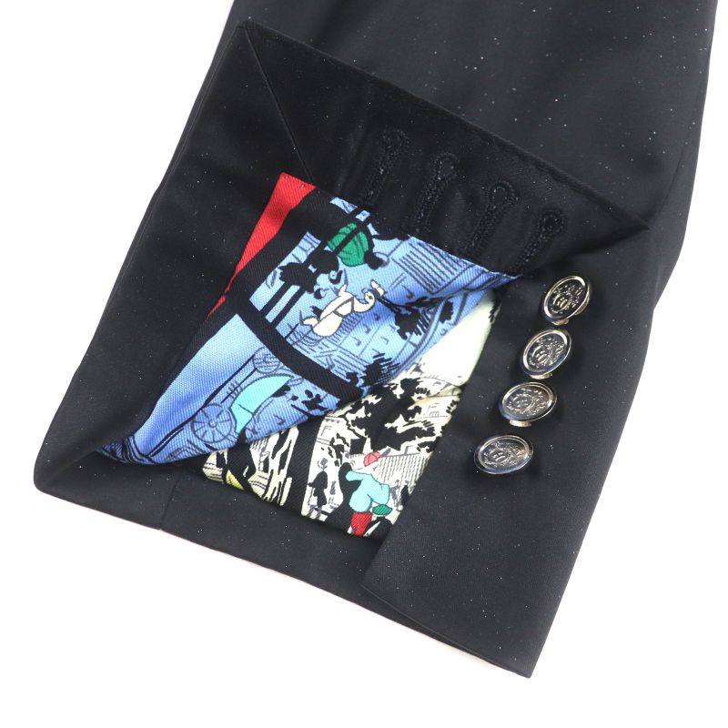 Hermes Lame Logo Silver Buttons 100% Silk Lining All-over Pattern Single