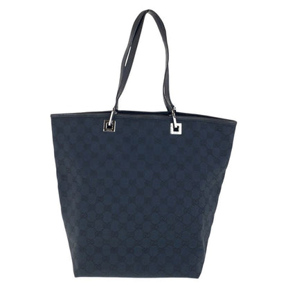 Gucci Black Silver Hardware GG Canvas/leather 31243 Tote Bag Shoulder Bag Women