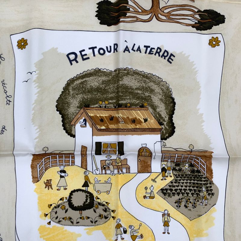 Hermes Scarf Carre 90 RE TOUR A LA Terre Going Home