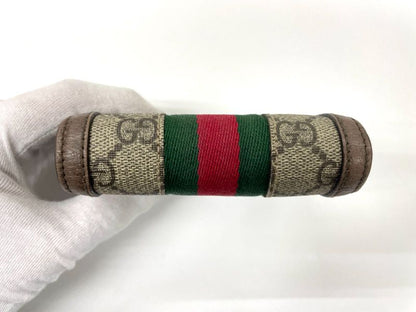 Gucci Ophidia GG Supreme PVC X Leather Compact Wallet 523174 Beige X Ebène Made