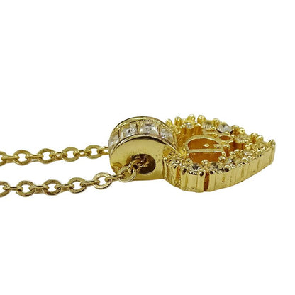 Dior Necklace Women's Brand Rhinestone GP Gold Logo Heart Accessory