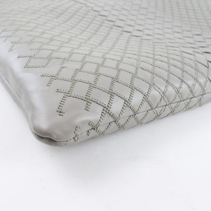 Bottega Veneta Bottega Veneta Intrecciato Calf Gray Men's Clutch Bag