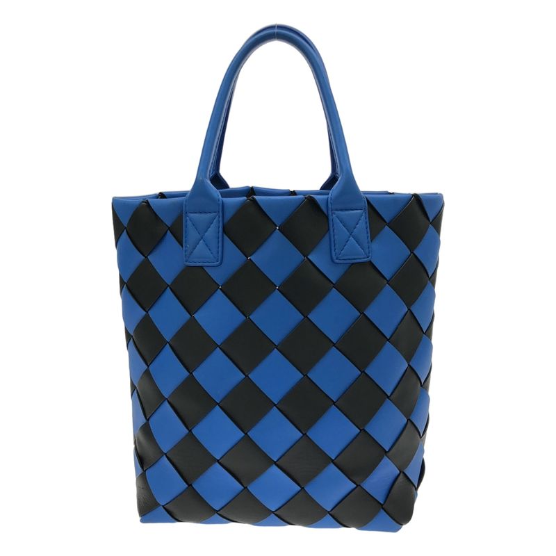 Bottega Veneta Leather Maxi Intrecciato Handbag Tote Bag - Signal Blue Black -