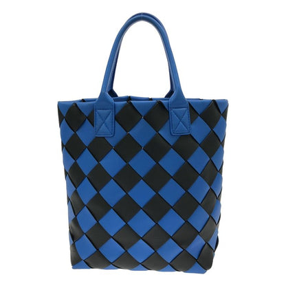 Bottega Veneta Leather Maxi Intrecciato Handbag Tote Bag - Signal Blue Black -