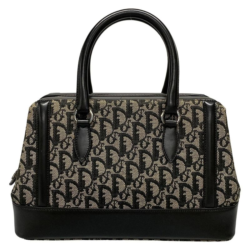 Dior/christian Dior Handbag Trotter Ivory X Dark Navy Leather