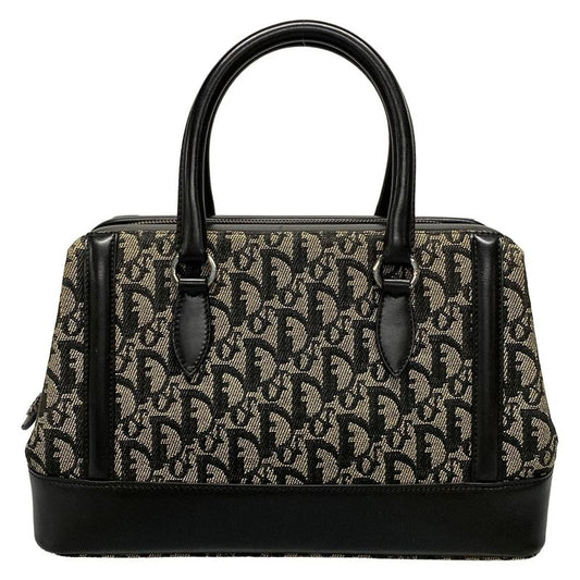 Dior/christian Dior Handbag Trotter Ivory X Dark Navy Leather