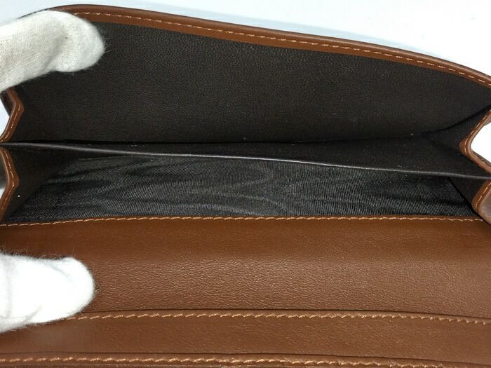 Gucci Trifold Wallet Leather Canvas Beige Brown 181593