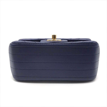Chanel CC Logo Turnlock Mini Stitch Chain Shoulder Bag Blue