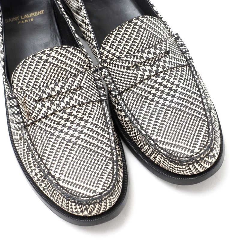 Saint Laurent Paris Loafers Size 40 Staggered Check Logo Smoo Scuff Zipper