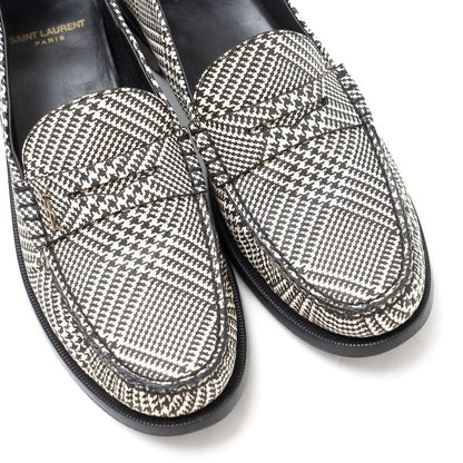 Saint Laurent Paris Loafers Size 40 Staggered Check Logo Smoo Scuff Zipper