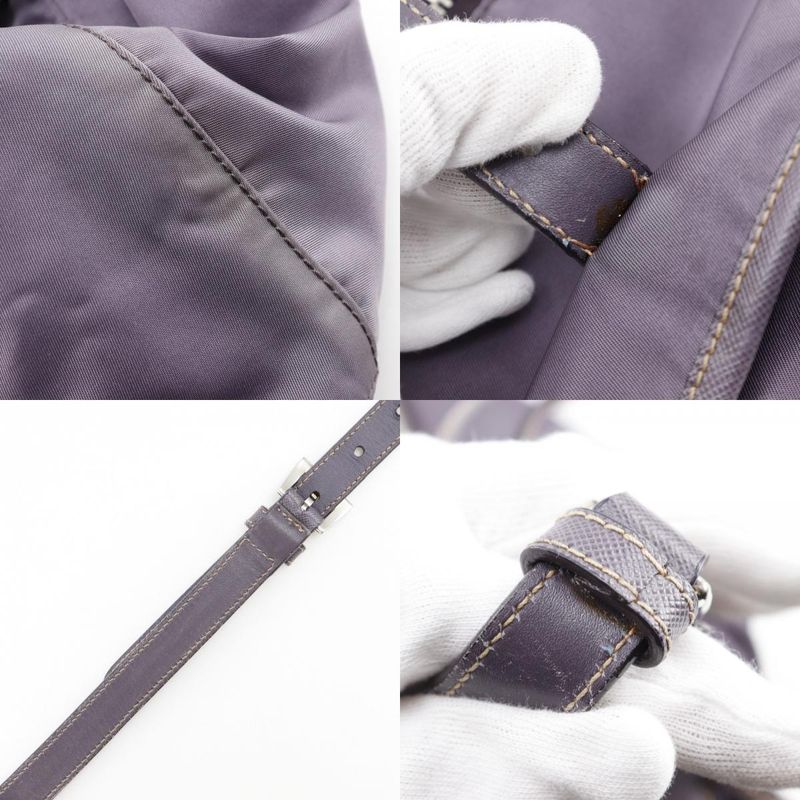 Prada Bt0687 Nylon And Leather Mirtillo Purple Women's Shoulder Bag