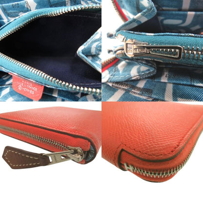 Hermes Azap Compact Silk Quinn Coin Case X TS 011 AU Leather Orange 0097 Hermes