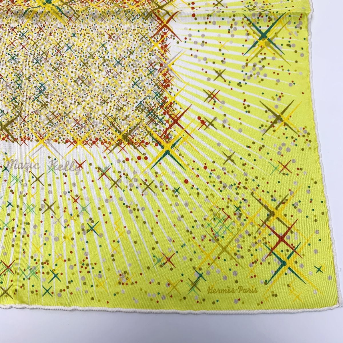 Hermes Magic Kelly Yellow Silk Scarf Ladies