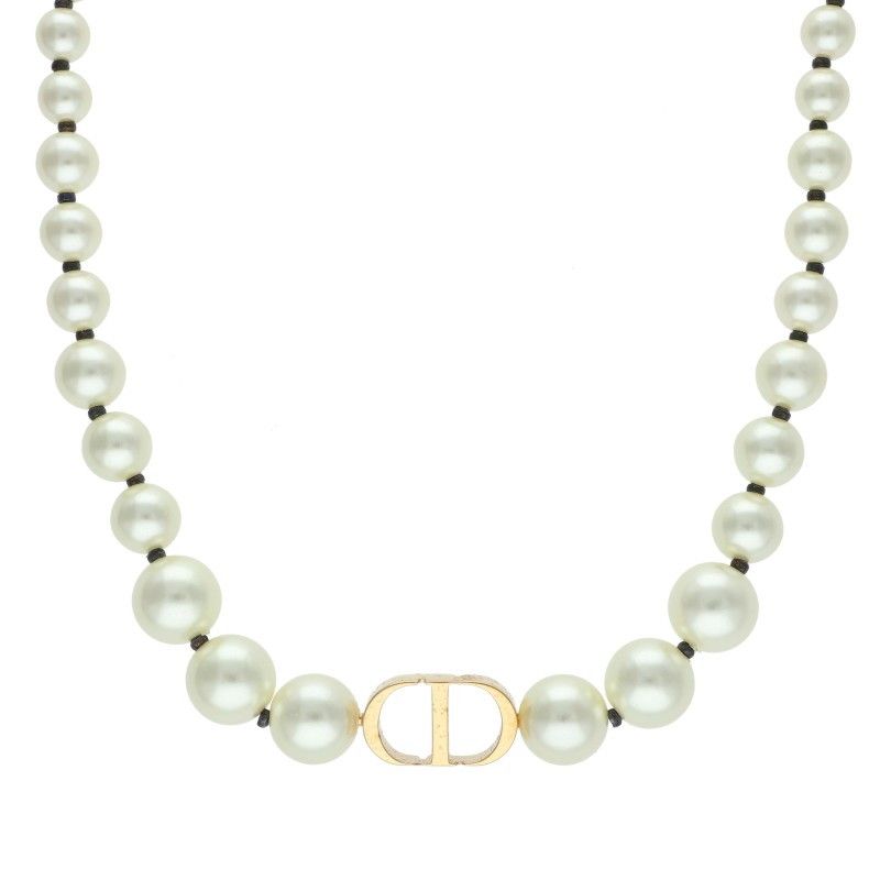 Christian Dior CD Icon Faux Pearl Choker Necklace Women