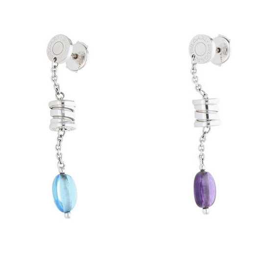 Bulgari B-zero1 Element 18K White Goldwhite Gold Blue Topaz Amethyst Earrings